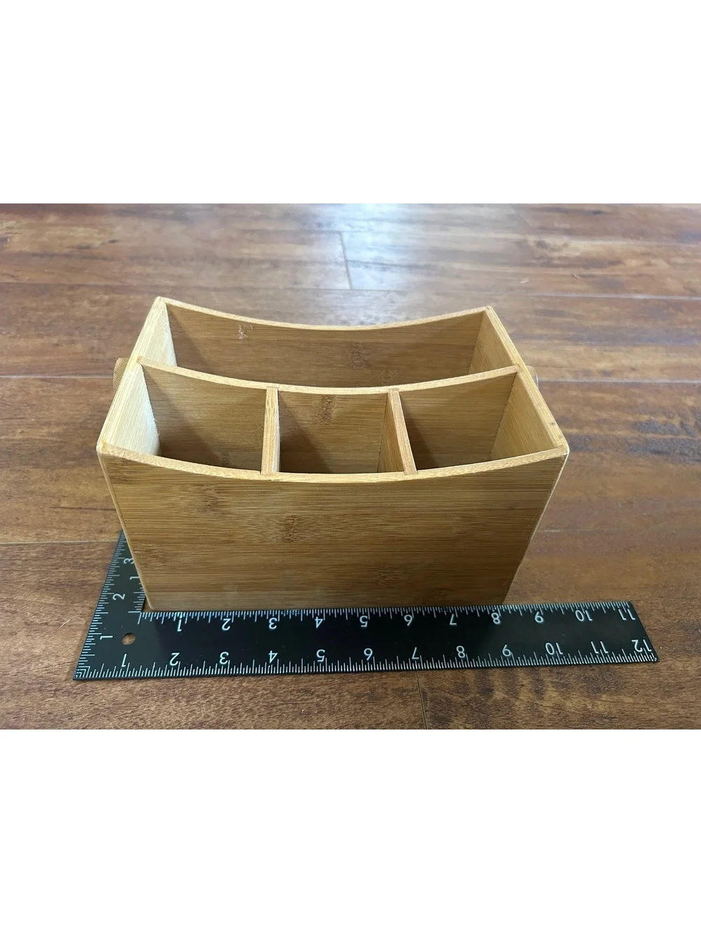 Wooden Bamboo Caddy Organizer with Handle and Dividers